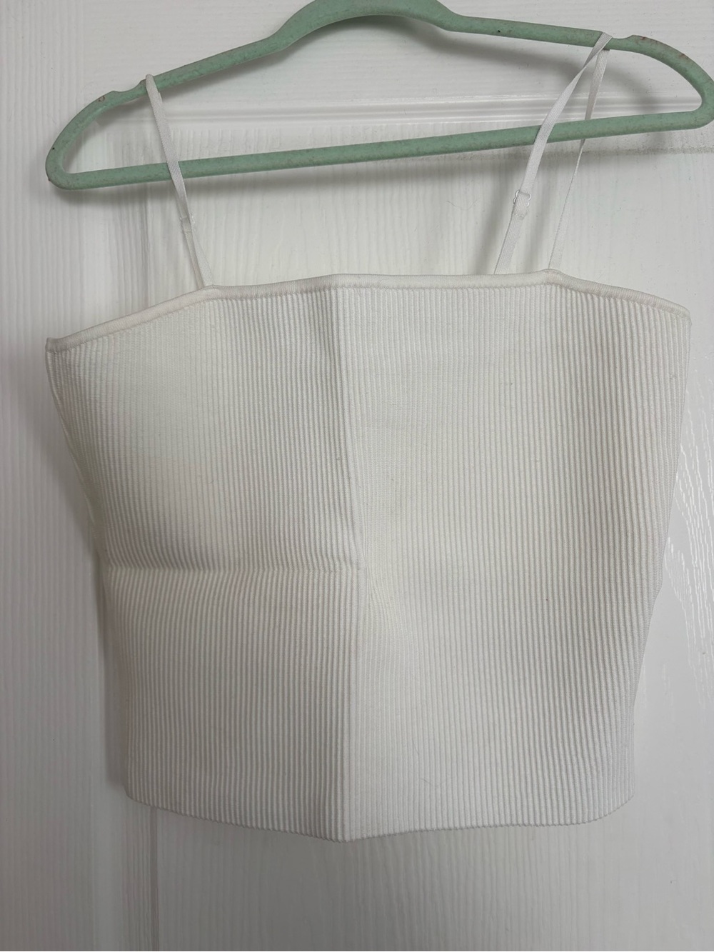 Babaton/ Aritzia Ivory Ribbed Spaghetti Strap Crop Tank